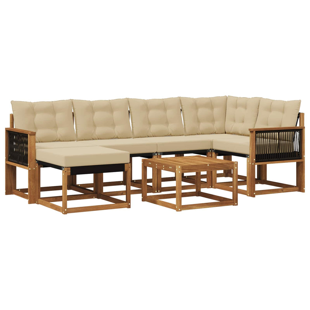 Udendørs sofagruppe med pude 7 pcs Naturlig og Beige