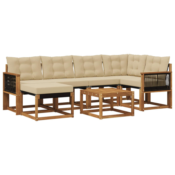 Udendørs sofagruppe med pude 7 pcs Naturlig og Beige