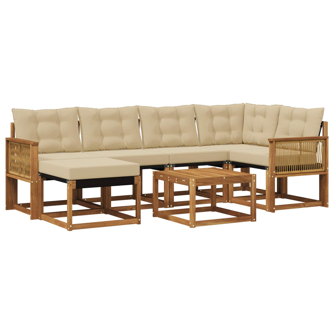 Udendørs sofagruppe med pude 7 pcs Naturlig og Beige