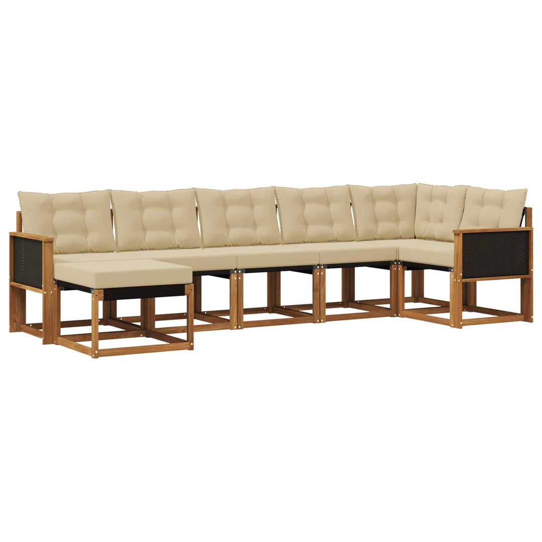 Udendørs sofagruppe med pude 7 pcs Naturlig og Beige