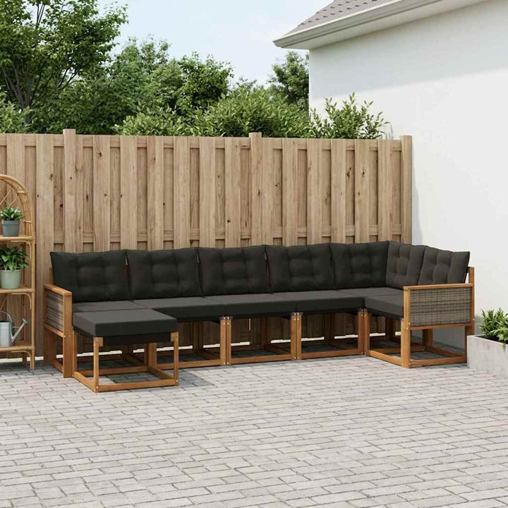 Udendørs sofagruppe med pude 7 pcs Naturfarvet og sort