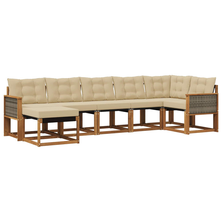 Udendørs sofagruppe med pude 7 pcs Naturlig og Beige