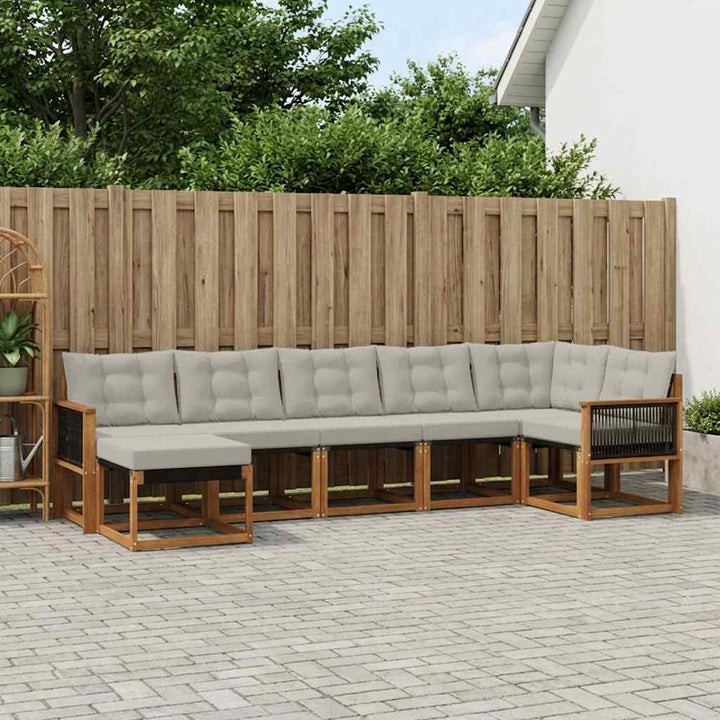 Udendørs sofagruppe med pude 7 pcs Naturfarvet og lysegrå