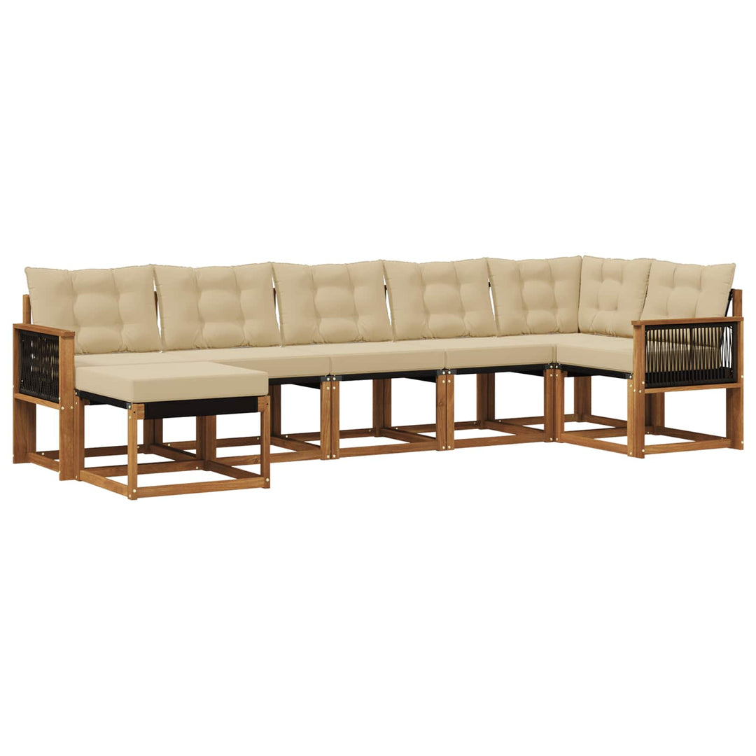 Udendørs sofagruppe med pude 7 pcs Naturlig og Beige