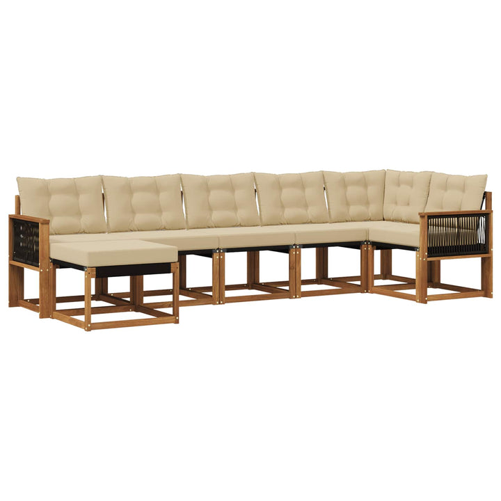 Udendørs sofagruppe med pude 7 pcs Naturlig og Beige