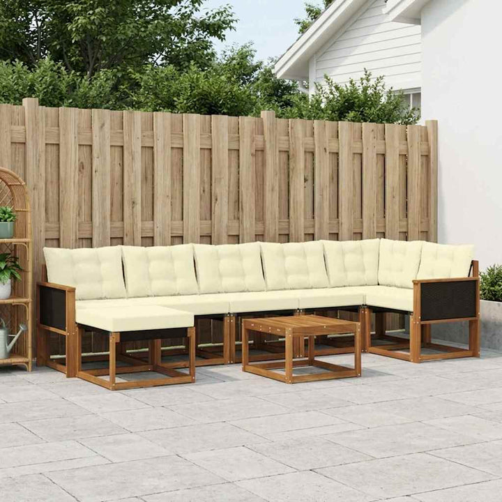 Udendørs sofagruppe med pude 8 pcs Naturlig og Fløde