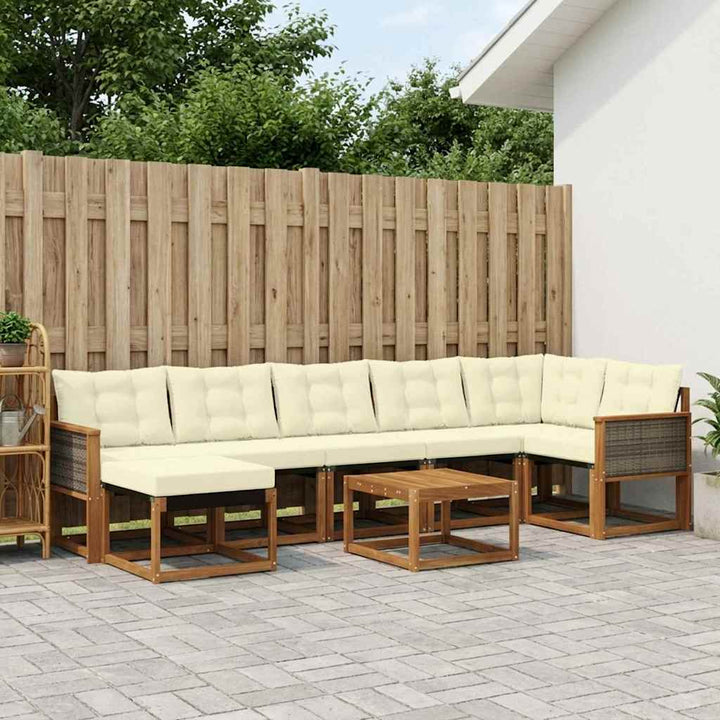 Udendørs sofagruppe med pude 8 pcs Naturlig og Fløde