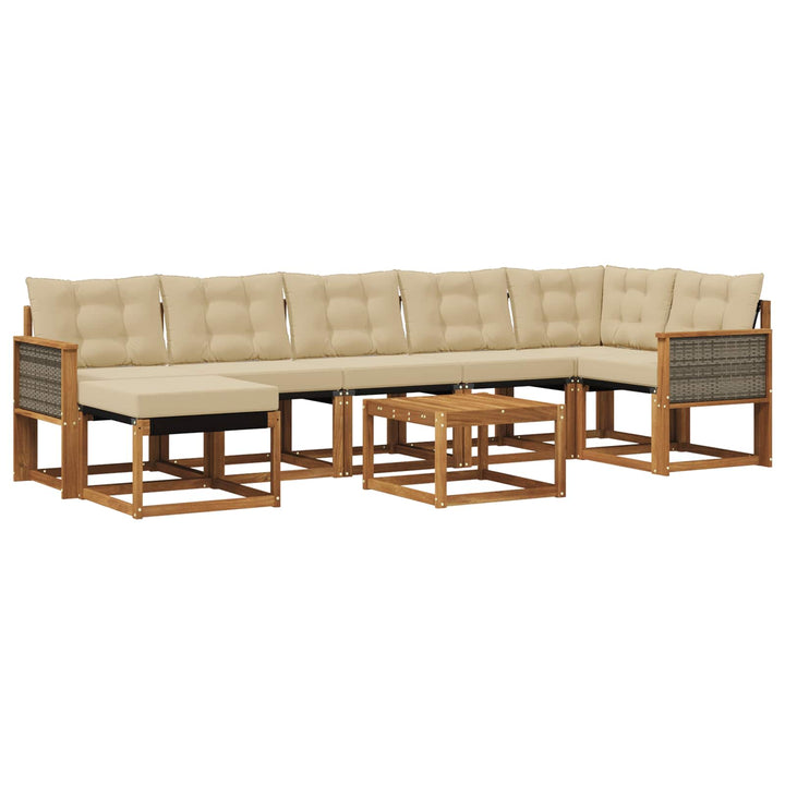 Udendørs sofagruppe med pude 8 pcs Naturlig og Beige