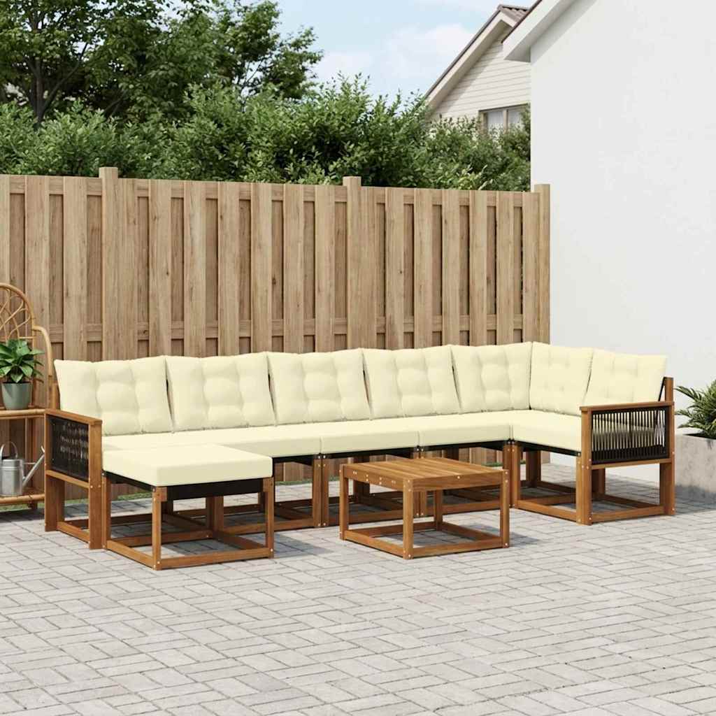 Udendørs sofagruppe med pude 8 pcs Naturlig og Fløde