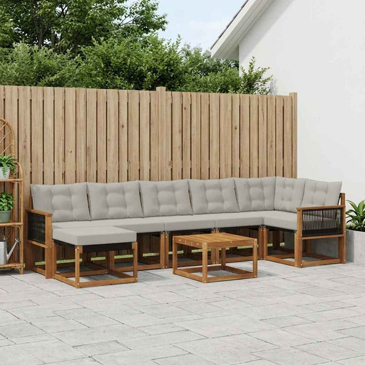 Udendørs sofagruppe med pude 8 pcs Naturfarvet og lysegrå