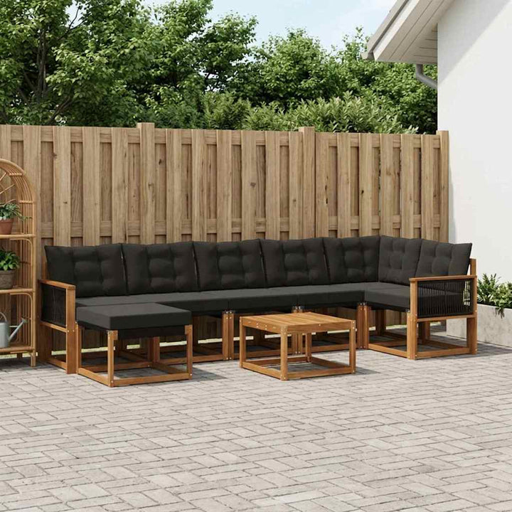 Udendørs sofagruppe med pude 8 pcs Naturfarvet og sort