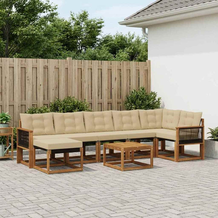 Udendørs sofagruppe med pude 8 pcs Naturlig og Beige