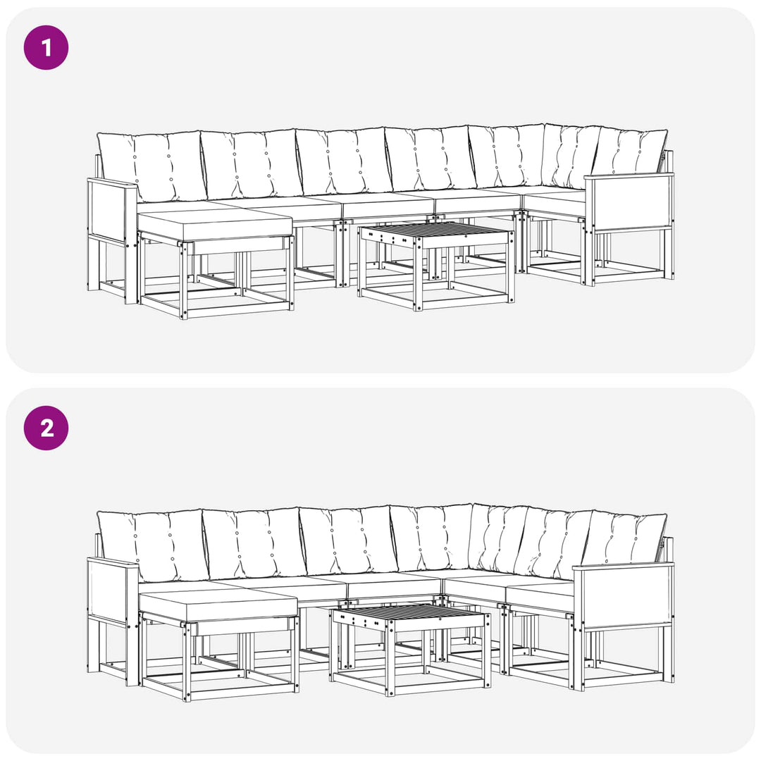 Udendørs sofagruppe med pude 8 pcs Naturlig og Beige