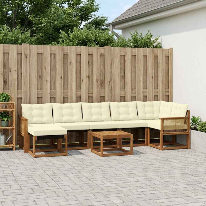 Udendørs sofagruppe med pude 8 pcs Naturlig og Fløde