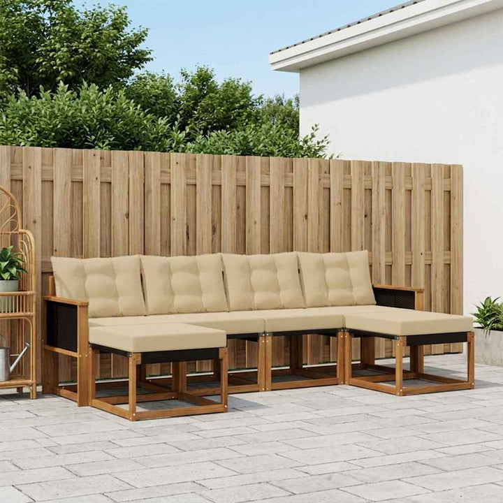 Udendørs sofagruppe med pude 6 pcs Naturlig og Beige