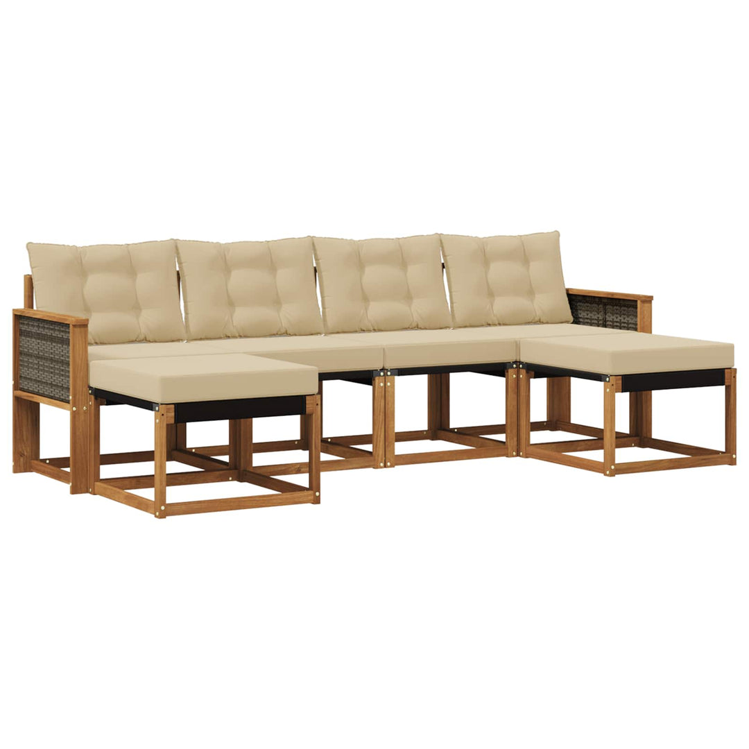 Udendørs sofagruppe med pude 6 pcs Naturlig og Beige