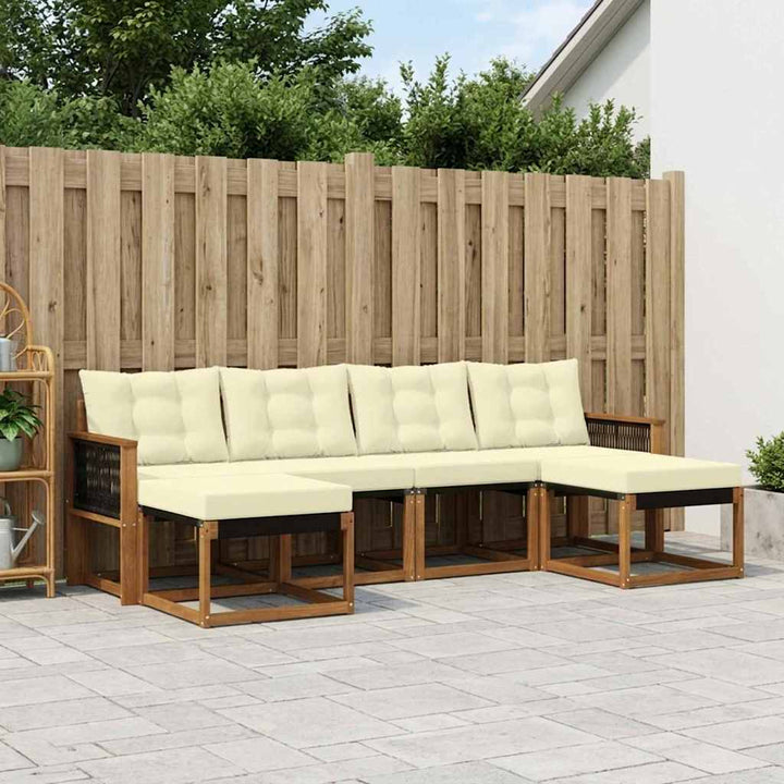 Udendørs sofagruppe med pude 6 pcs Naturlig og Fløde