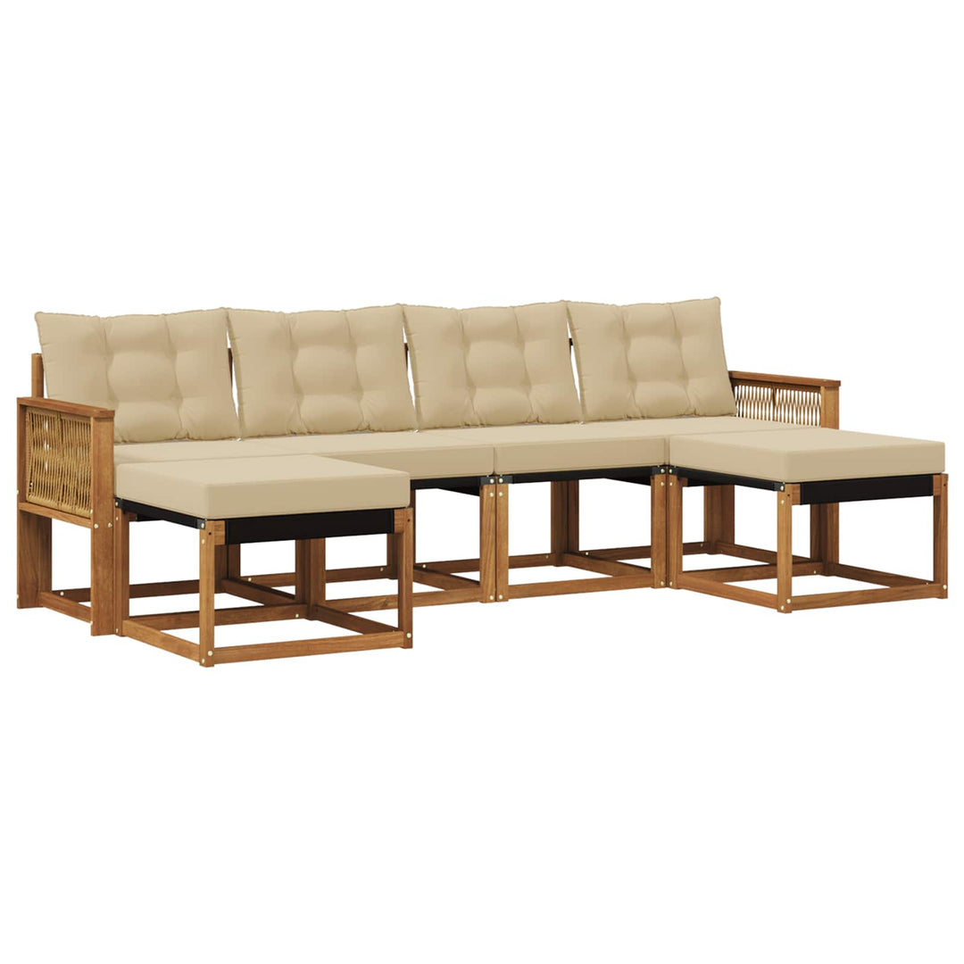 Udendørs sofagruppe med pude 6 pcs Naturlig og Beige
