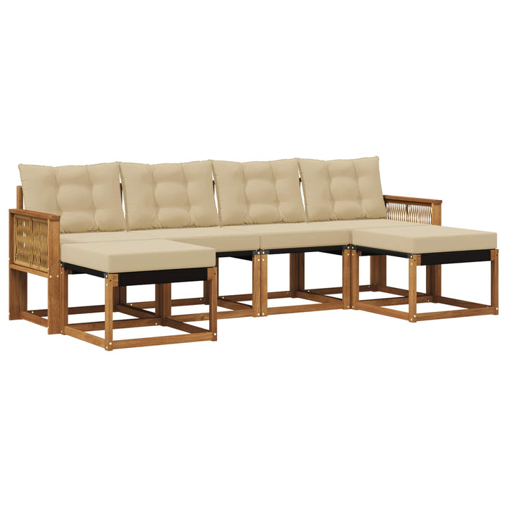 Udendørs sofagruppe med pude 6 pcs Naturlig og Beige