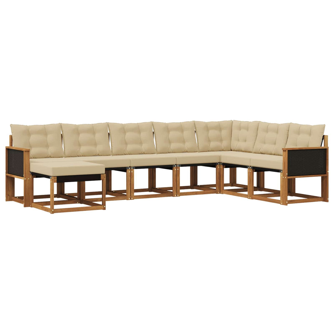Udendørs sofagruppe med pude 8 pcs Naturlig og Beige