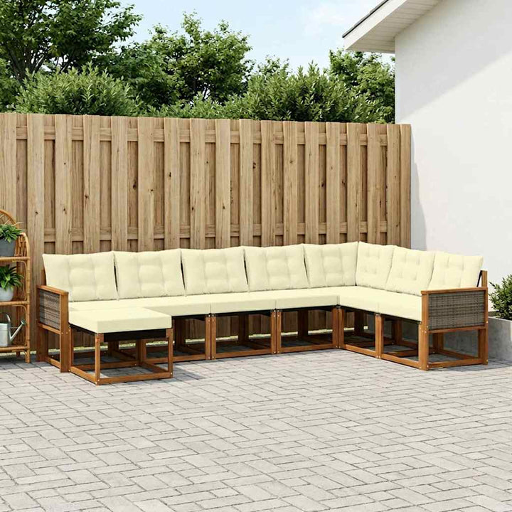 Udendørs sofagruppe med pude 8 pcs Naturlig og Fløde