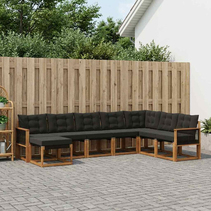 Udendørs sofagruppe med pude 8 pcs Naturfarvet og sort