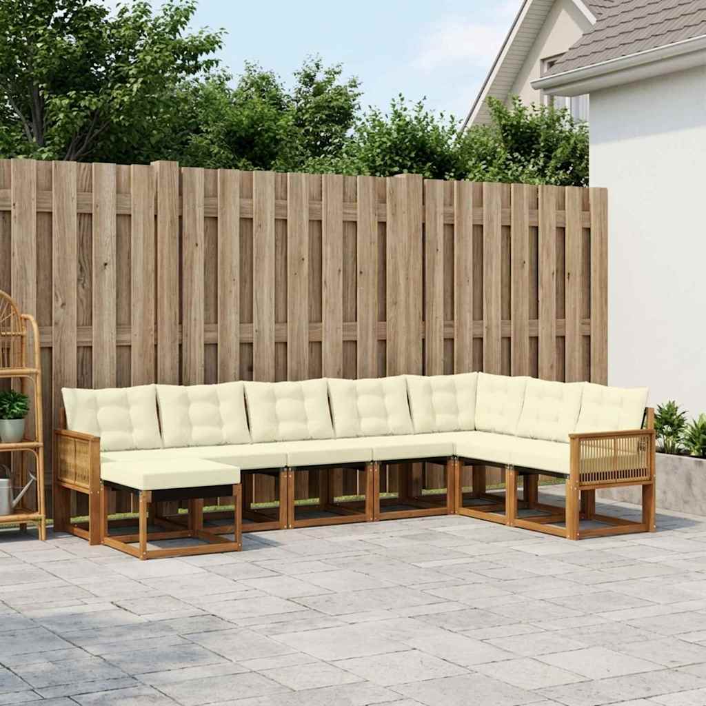 Udendørs sofagruppe 8 pcs Naturlig og Fløde