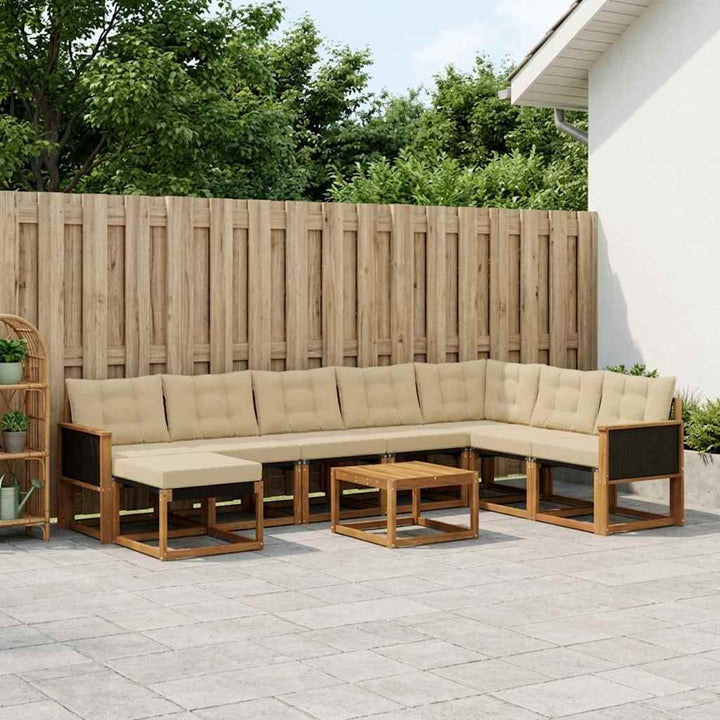 Udendørs sofagruppe 9 stk. Naturlig og Beige