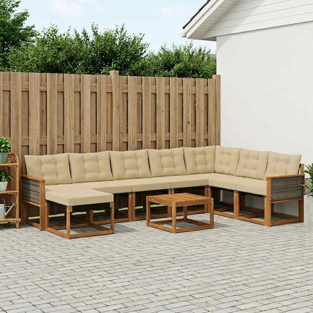 Udendørs sofagruppe 9 stk. Naturlig og Beige