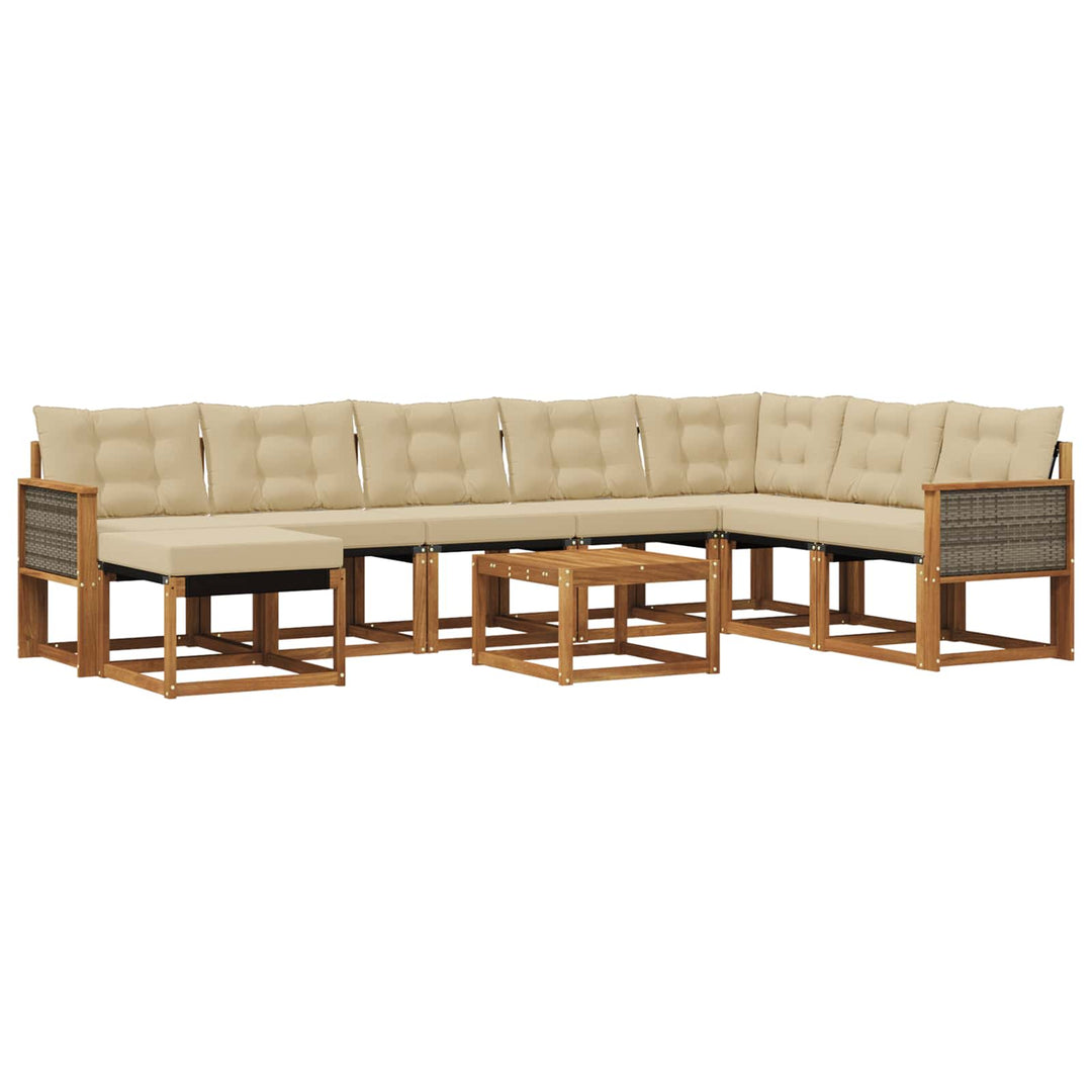 Udendørs sofagruppe 9 stk. Naturlig og Beige
