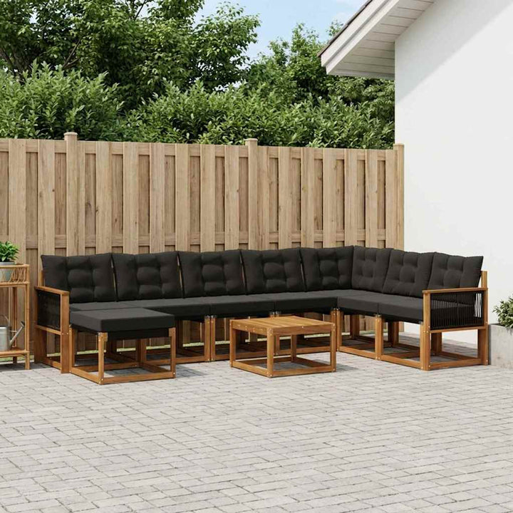 Udendørs sofagruppe 9 stk. Naturfarvet og sort