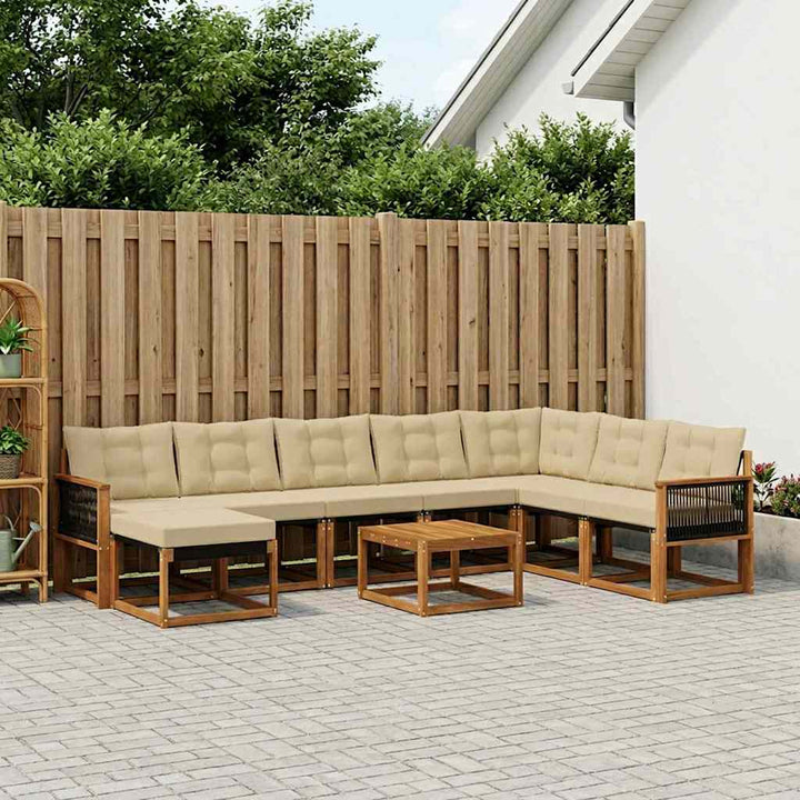 Udendørs sofagruppe 9 stk. Naturlig og Beige
