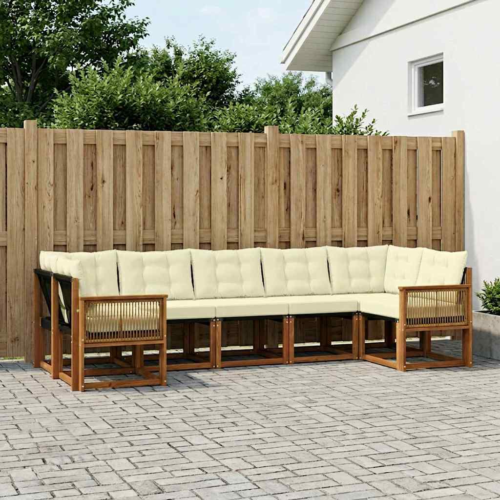 Udendørs sofagruppe 7 pcs Naturlig og Fløde