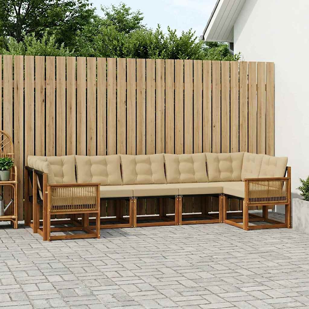 Udendørs sofagruppe 7 pcs Naturlig og Beige