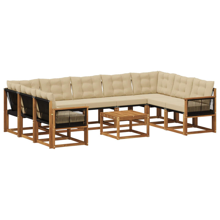 Udendørs sofagruppe med pude 10 pcs Naturlig og Beige