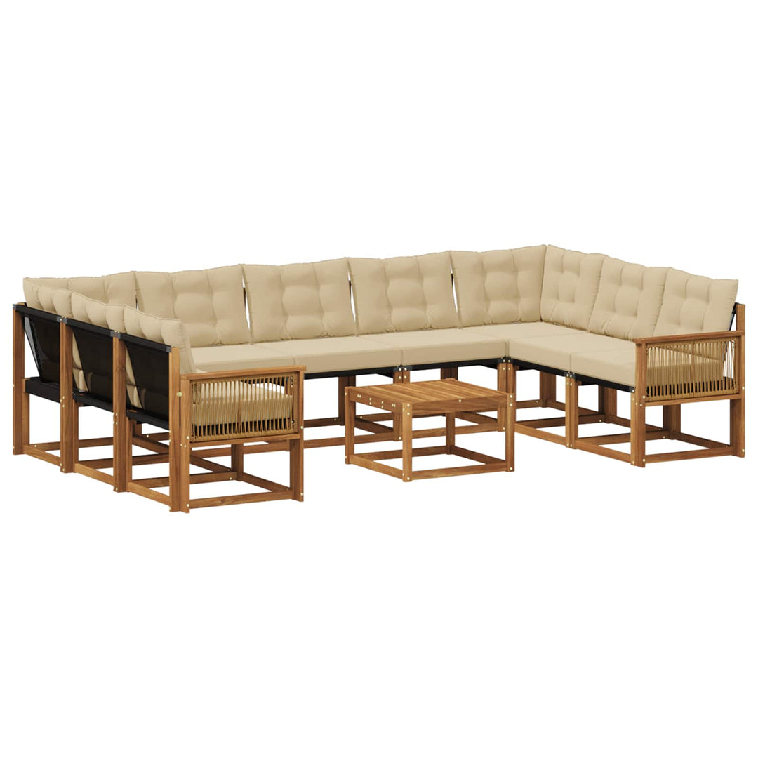 Udendørs sofagruppe med pude 10 pcs Naturlig og Beige