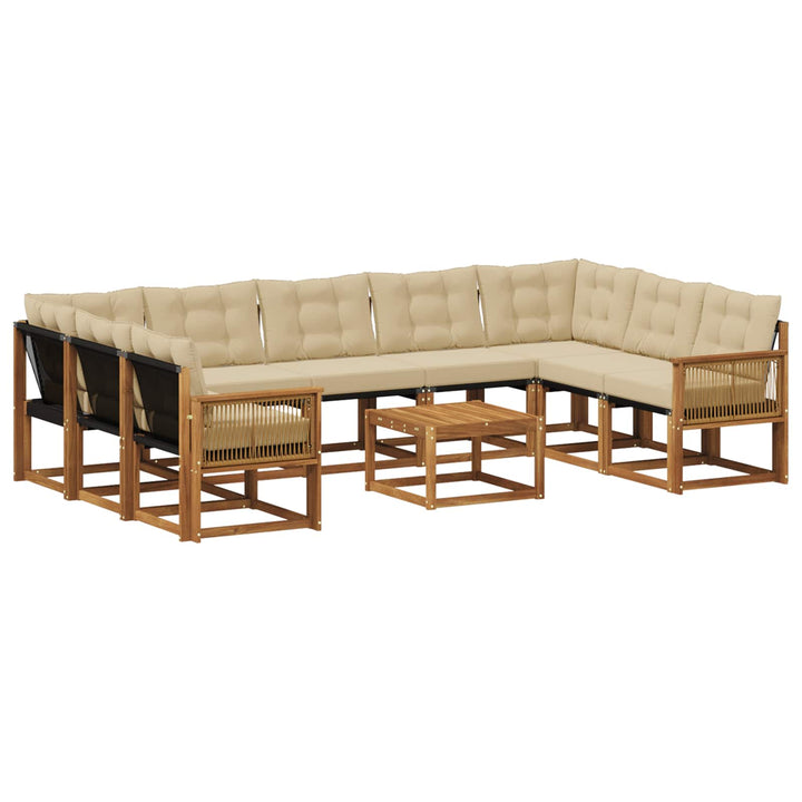 Udendørs sofagruppe med pude 10 pcs Naturlig og Beige
