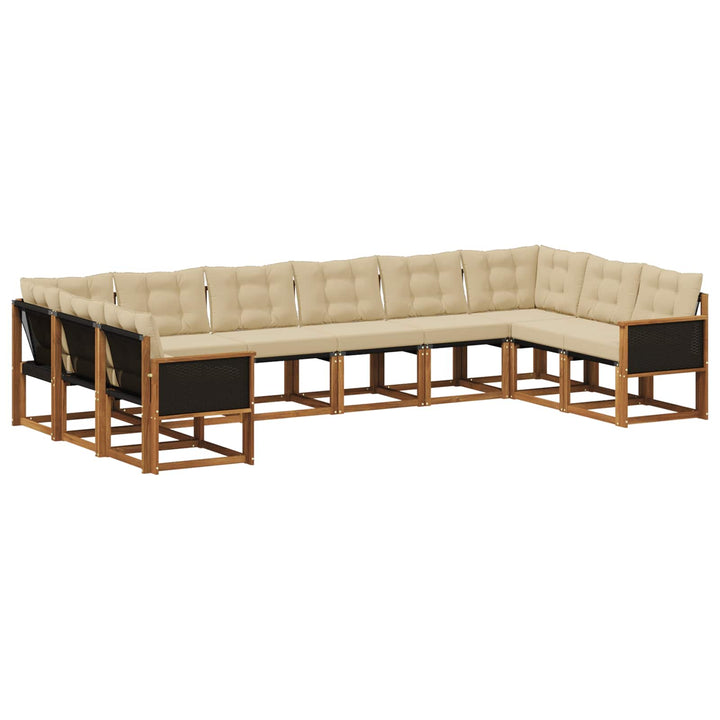 Udendørs sofagruppe med pude 10 pcs Naturlig og Beige