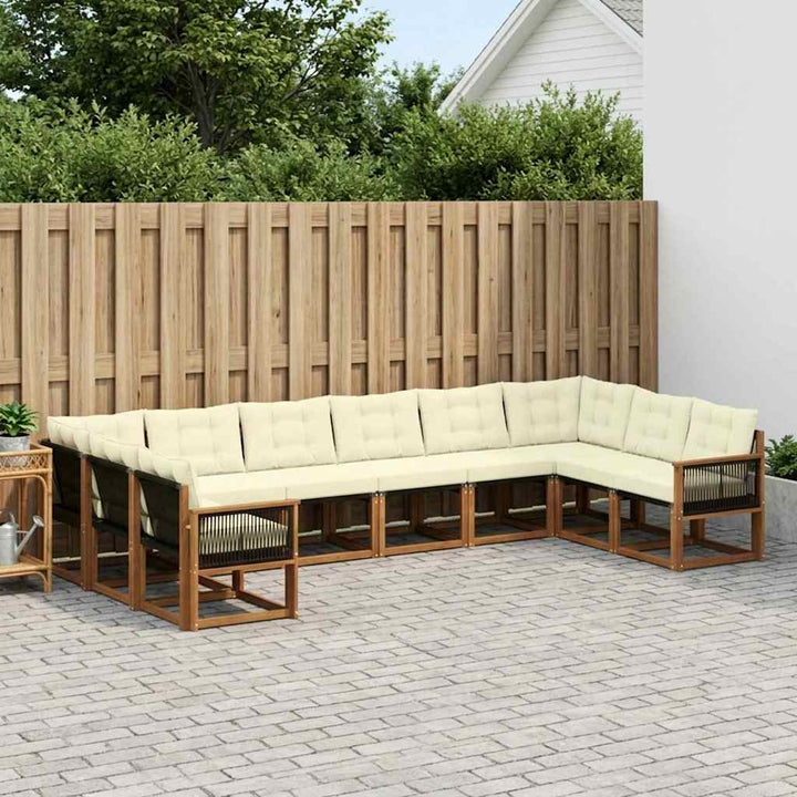 Udendørs sofagruppe med pude 10 pcs Naturlig og Fløde