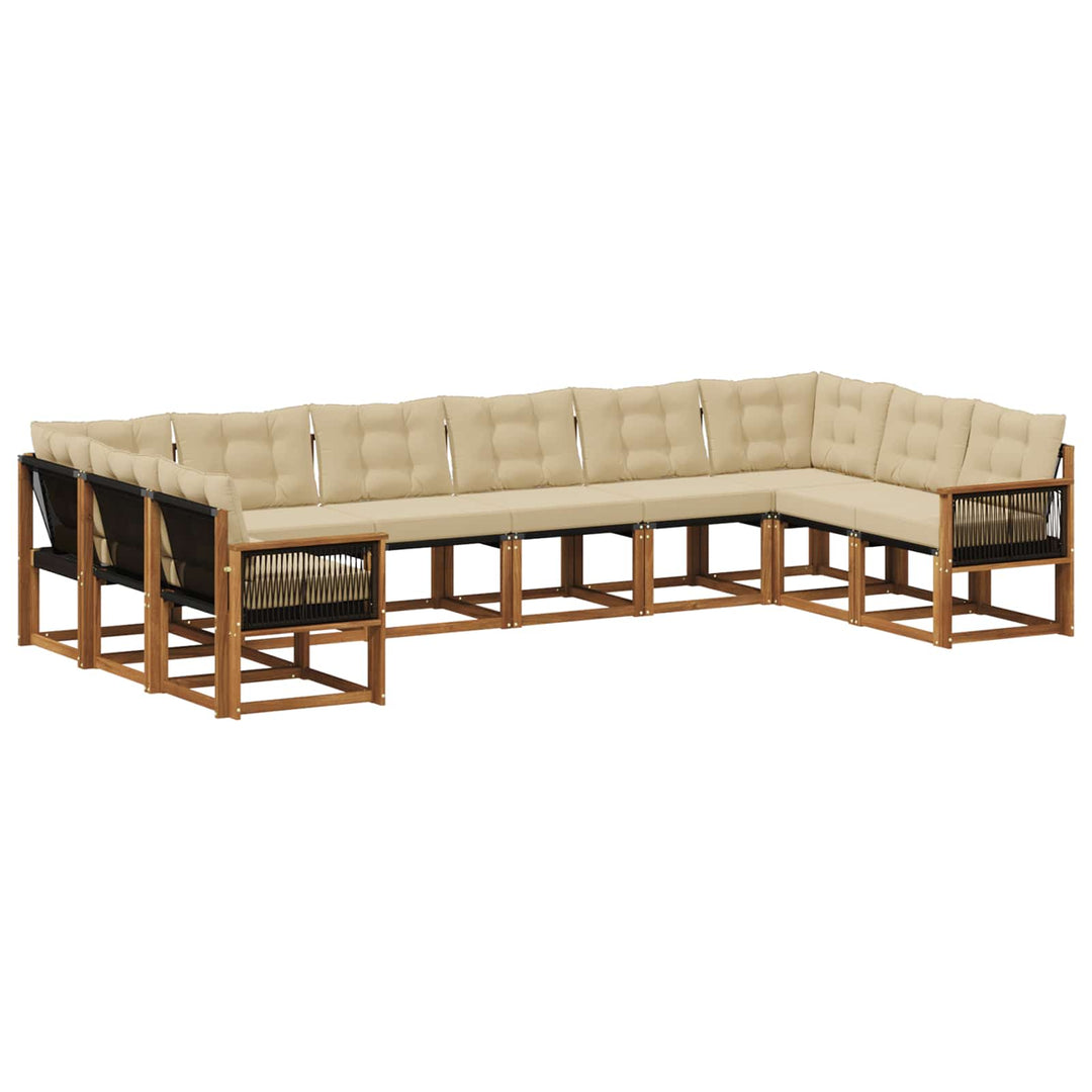 Udendørs sofagruppe med pude 10 pcs Naturlig og Beige