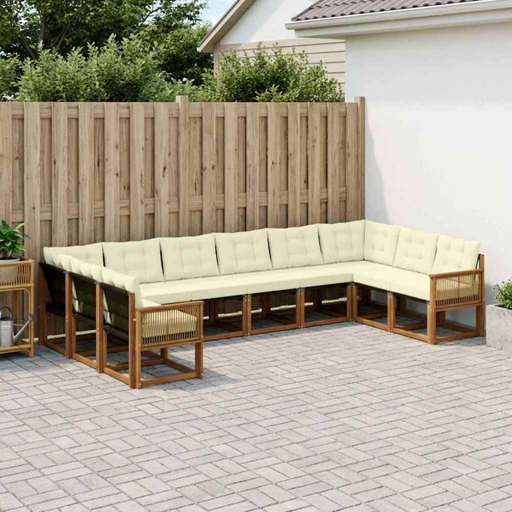 Udendørs sofagruppe med pude 10 pcs Naturlig og Fløde
