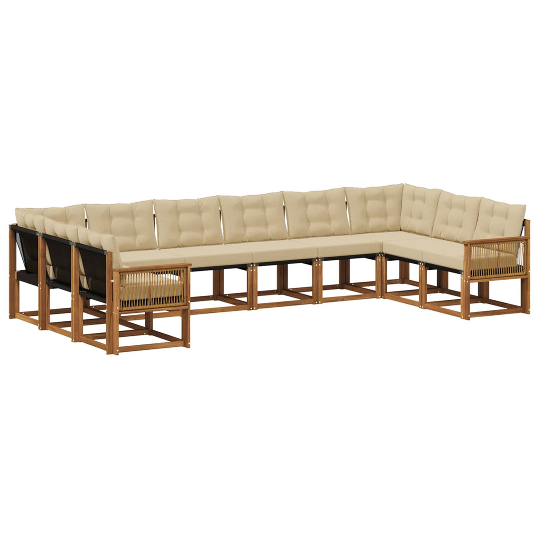 Udendørs sofagruppe med pude 10 pcs Naturlig og Beige