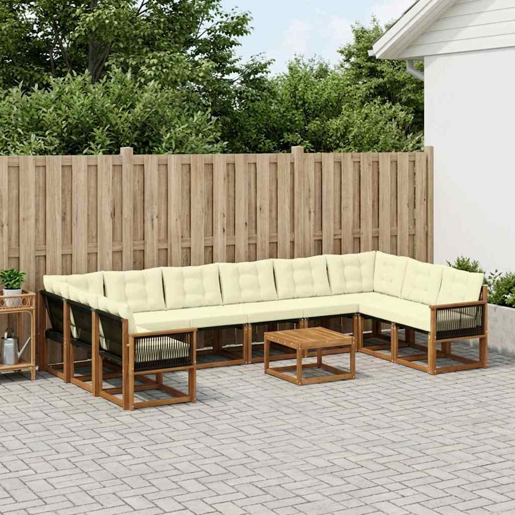 Udendørs sofagruppe med pude 11 pcs Naturlig og Fløde