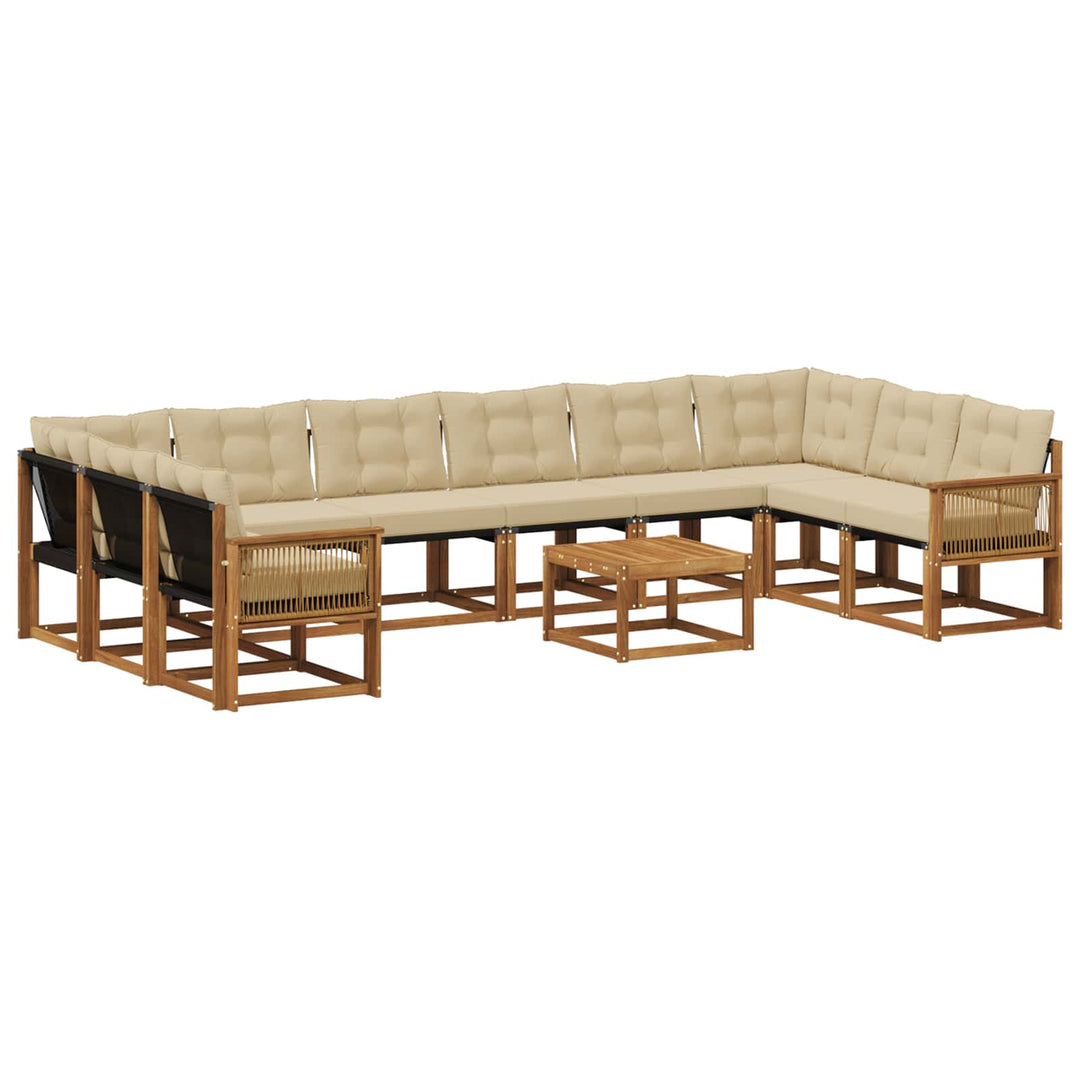 Udendørs sofagruppe med pude 11 pcs Naturlig og Beige