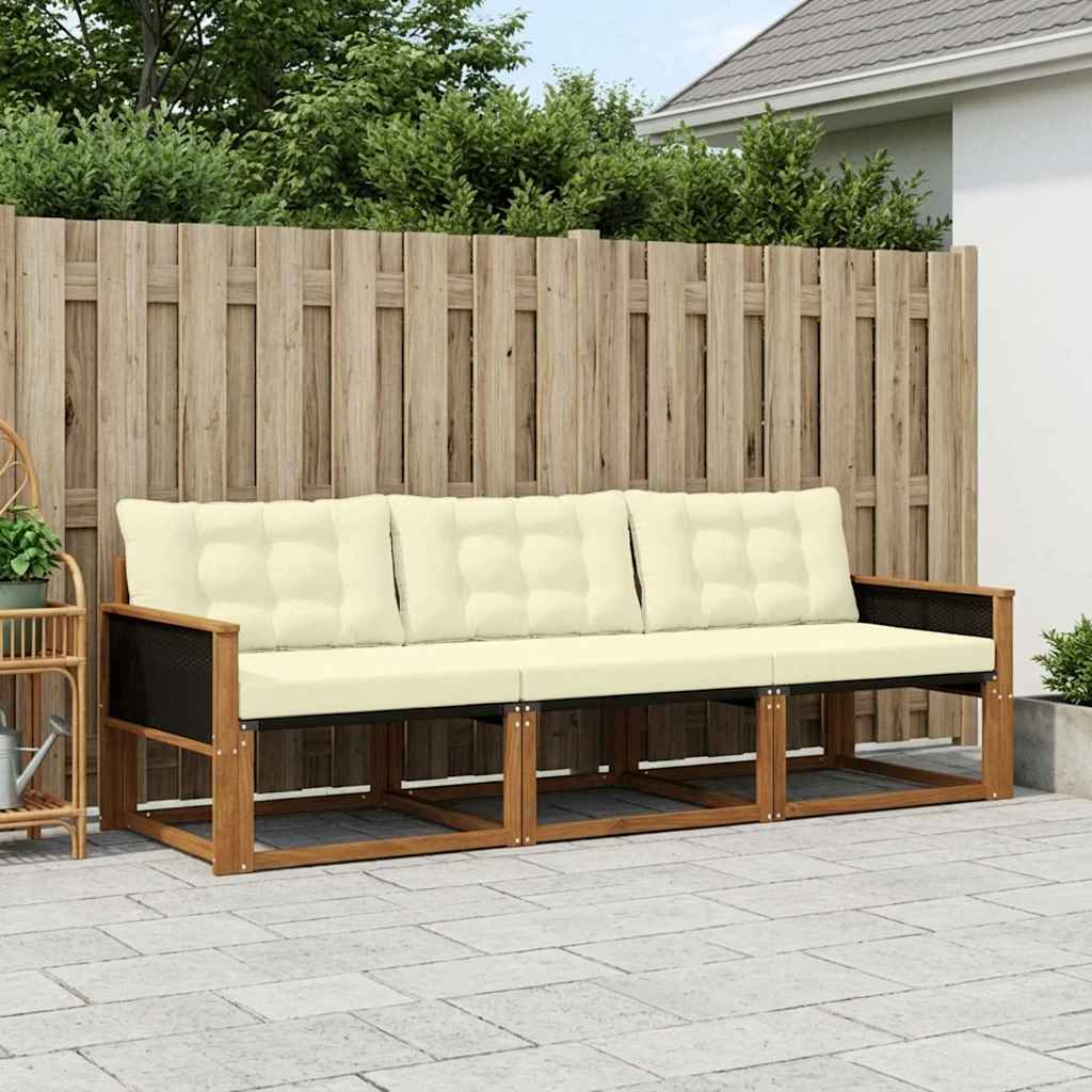 Udendørs sofagruppe med pude 3 pcs Naturlig og Fløde