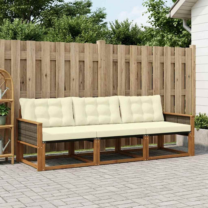 Udendørs sofagruppe med pude 3 pcs Naturlig og Fløde