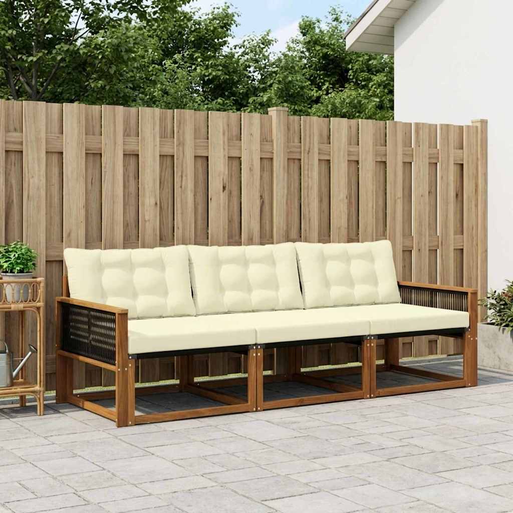 Udendørs sofagruppe med pude 3 pcs Naturlig og Fløde