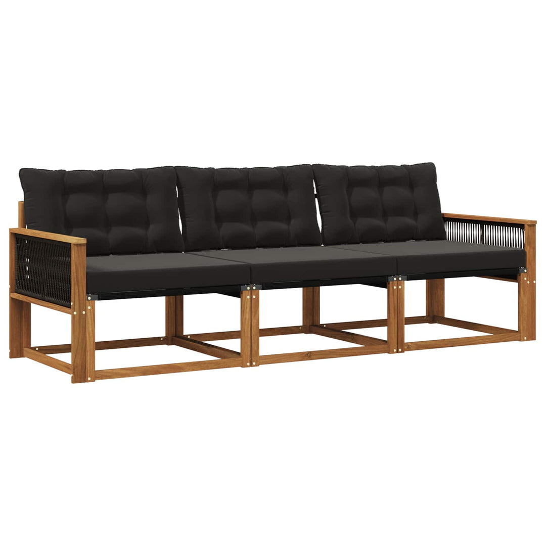 Udendørs sofagruppe med pude 3 pcs Naturfarvet og sort