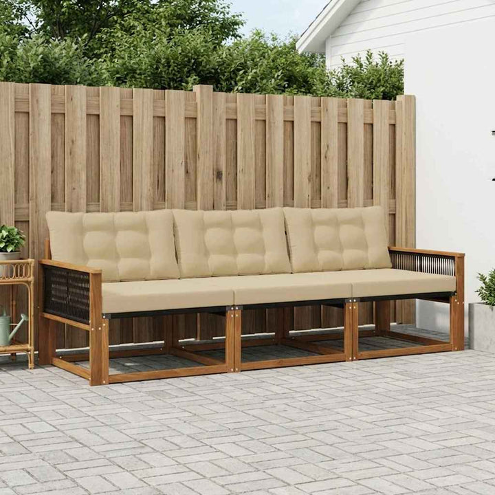 Udendørs sofagruppe med pude 3 pcs Naturlig og Beige