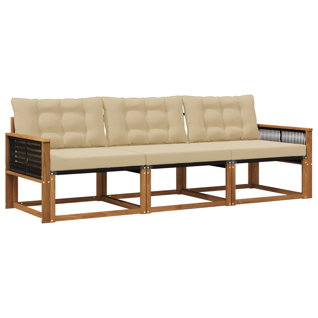 Udendørs sofagruppe med pude 3 pcs Naturlig og Beige